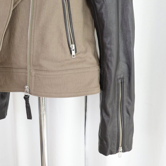 Mackage Minella Leather Biker Moto Jacket Olive Green Black Sz M - Picture 9 of 10